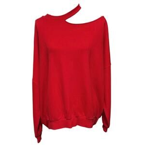 Play Size XL French Terry Sweatshirt Red Cutout Neckline Athleisure